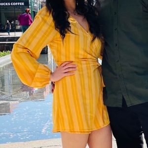 Yellow wrap romper